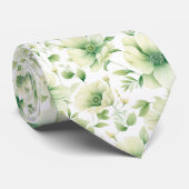 Elegant groen Waterverf bloemengroen groen patroon Stropdas (Opgerold)