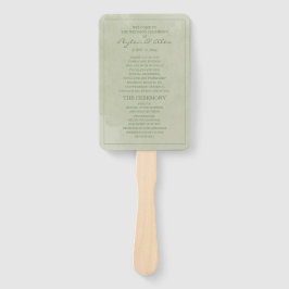 Elegant groen waterverf bruiloftsprogramma handwaaier