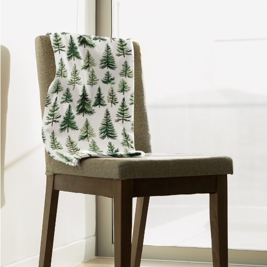 Elegant groen Waterverf dennenboompatroon Sherpa Deken