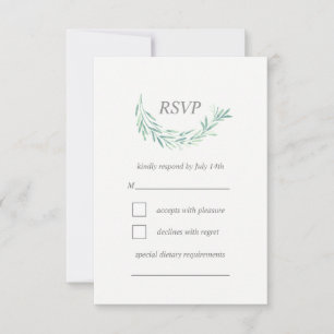 Elegant groen Waterverf krans bruiloft RSVP Kaartje