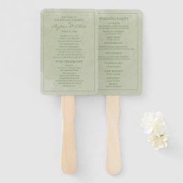 Elegant groen waterverf trouwprogramma handwaaier