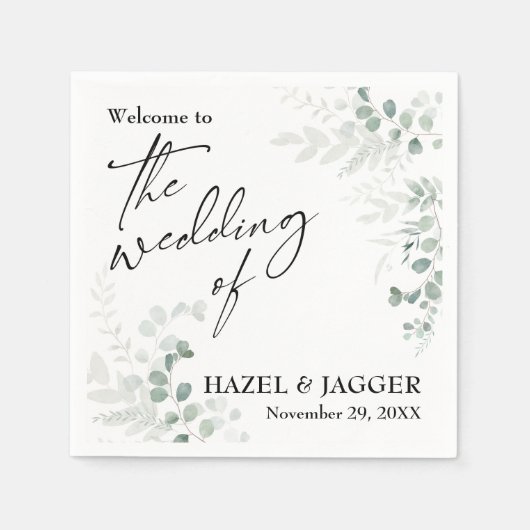 Elegant groen Welkom op de bruiloft van Servet (Voorkant)
