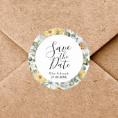 Elegant groen Wildflower bruiloft Save the Date Ronde Sticker