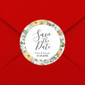 Elegant groen Wildflower bruiloft Save the Date Ronde Sticker