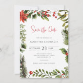 Elegant groen winter Herfst bloemenbruiloft Save The Date (Voorkant)