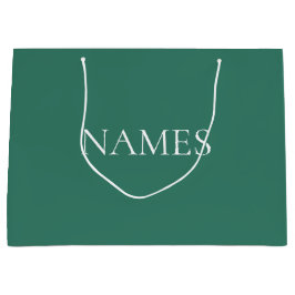Elegant Groen & Wit Aangepaste Script Naam Groot Cadeauzakje