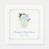Elegant Groen Wit Bloemen Baby shower Party Servet (Voorkant)