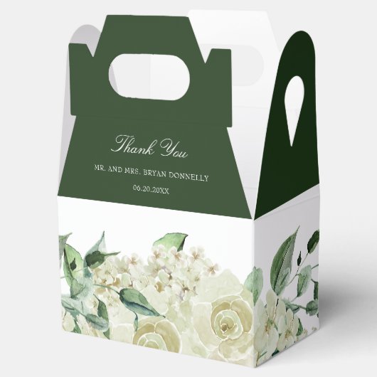 Elegant groen wit bloemen bruiloft bedankdoosjes (Geopend)