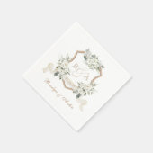 Elegant groen wit bloemenkam bruiloft servet (Hoek)