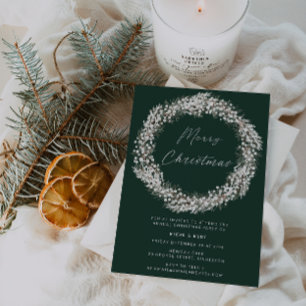 Elegant groen wit bloemenkrans kerstfeest kaart