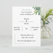 Elegant Groen Wit Bruiloft Kaart (Staand voorkant)