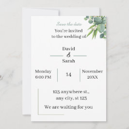 Elegant Groen Wit Bruiloft Kaart