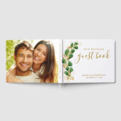 Elegant groen, wit en goud foto bruiloft gastenboek (Volledig)