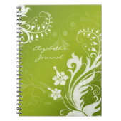 Elegant Groen Wit Gepersonaliseerd Journaal Notiti Notitieboek (Voorkant)