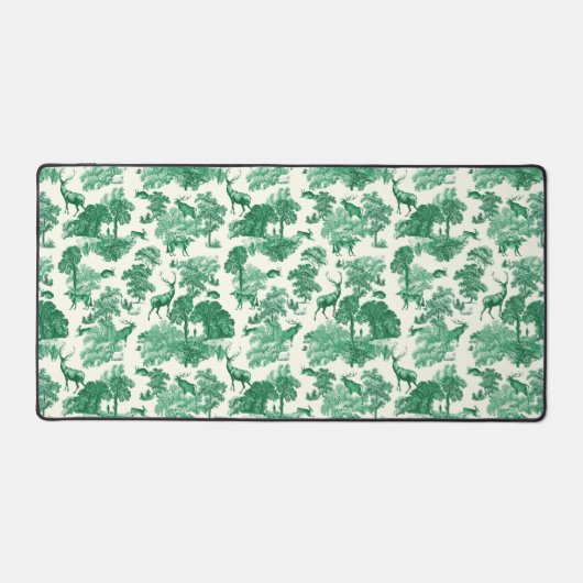 Elegant  groen wit hertentoilet bureaumat (Voorkant)