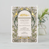 Elegant Groen & Wit Islamitisch Bruiloft Goud Folie Uitnodiging (Staand Voorkant)