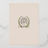 Elegant Groen & Wit Islamitisch Bruiloft Goud Folie Uitnodiging (Achterkant)