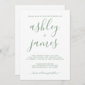 Elegant groen-wit kalligrafie bruiloft kaart (Voorkant / Achterkant)