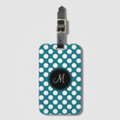 Elegant groen wit polka dot monogram patroon bagagelabel (Voorkant (verticaal))