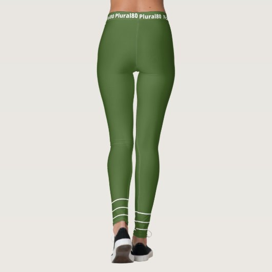 Elegant groen wit werkstuk leggings (Achterkant)