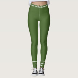 Elegant groen wit werkstuk leggings