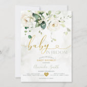 Elegant groen witte bloemen Baby in bloei Kaart (Voorkant)