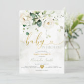 Elegant groen witte bloemen Baby in bloei Kaart (Staand voorkant)