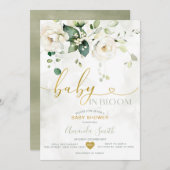 Elegant groen witte bloemen Baby in bloei Kaart (Voorkant / Achterkant)