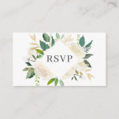 Elegant groen witte bloemen bruiloft RSVP Informatiekaartje (Voorkant)