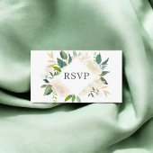 Elegant groen witte bloemen bruiloft RSVP Informatiekaartje