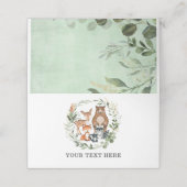 Elegant groen Woodland Baby Dieren Verjaardag Plaatskaartje (Buitenkant ongevouwen)