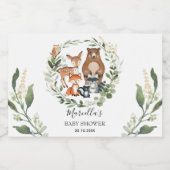 Elegant groen Woodland Forest Baby Dieren Sparkling Wijnetiket (Enkel label)