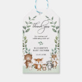 Elegant groen Woodland Forest Baby shower Favor Cadeaulabel (Voorkant)