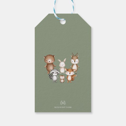 Elegant groen Woodland Forest Baby shower Favor Cadeaulabel (Achterkant)