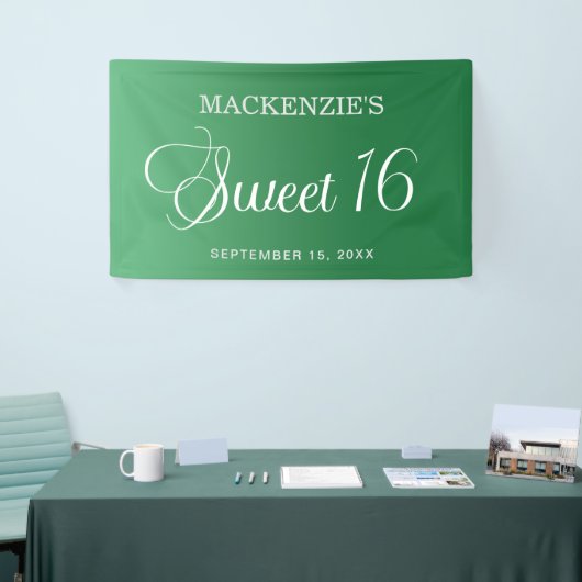 Elegant groen zoet 16 verjaardag spandoek (Beurs)
