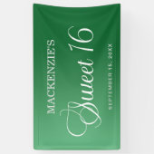 Elegant groen zoet 16 verjaardag spandoek (Verticaal)