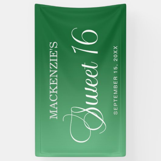 Elegant groen zoet 16 verjaardag spandoek (Verticaal)