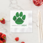 Elegant groen & zwart Afstuderen pawprint papier Servet (Insitu)