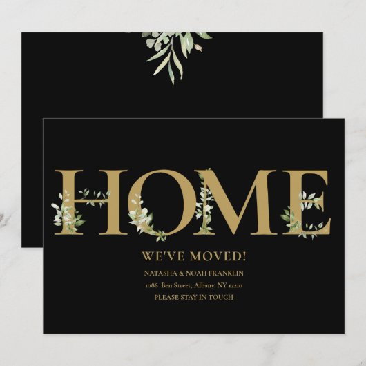 Elegant groen zwart en goud huis verplaatsen aankondiging (Voorkant / Achterkant)