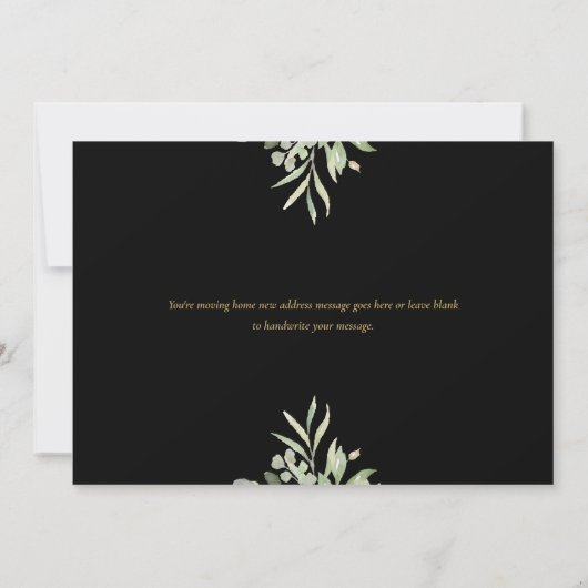 Elegant groen zwart en goud verhuisbericht  aankondiging (Achterkant)