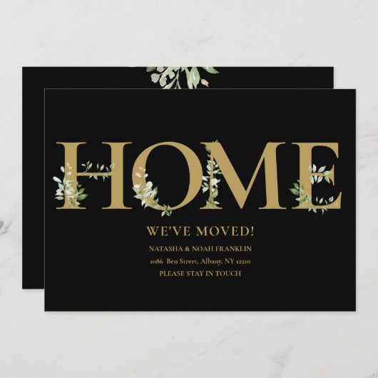 Elegant groen zwart en goud verhuisbericht  aankondiging (Voorkant / Achterkant)