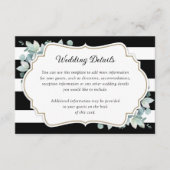 Elegant groen zwart en wit bruiloft details informatiekaartje (Voorkant)