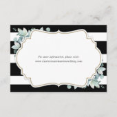 Elegant groen zwart en wit bruiloft details informatiekaartje (Achterkant)