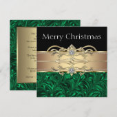 Elegant Groen Zwart Goud Kerstfeest Kaart (Voorkant / Achterkant)