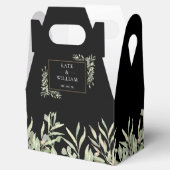 Elegant groen zwart gouden bruiloft bedankdoosjes (Geopend)