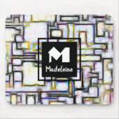 Elegant Groen Zwart Modern Vierkant Trendy Monogra Muismat (Voorkant)