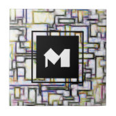 Elegant Groen Zwart Modern Vierkant Trendy Monogra Tegeltje (Voorkant)