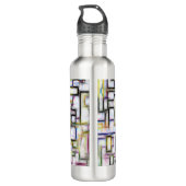 Elegant Groen Zwart Modern Vierkant Trendy Monogra Waterfles (Achterkant)