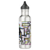 Elegant Groen Zwart Modern Vierkant Trendy Monogra Waterfles (Rechts)