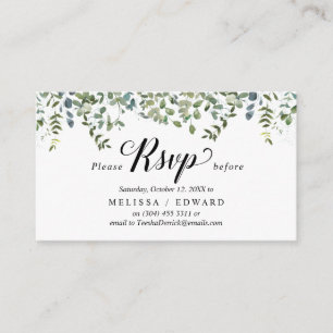 Elegant groen, zwart, RSVP reageren, beantwoorden Informatiekaartje